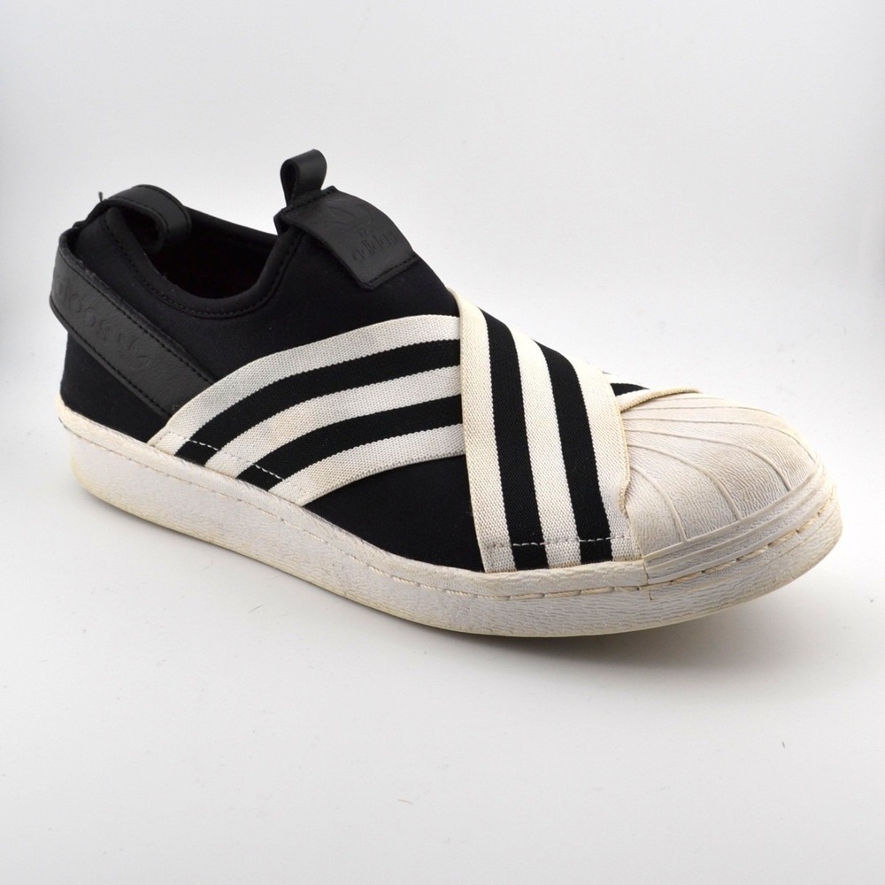 Adidas Superstar Slip-On Women Size 9 Black Crisscross Straps Women's Streetwear